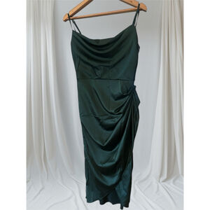 Women's HTZMO Dress, Small, Dark Green Sateen Cocktail‎ Party
